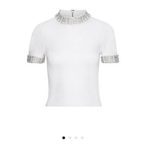 Alice and Olivia Ciara White Pearl wool Top S/P